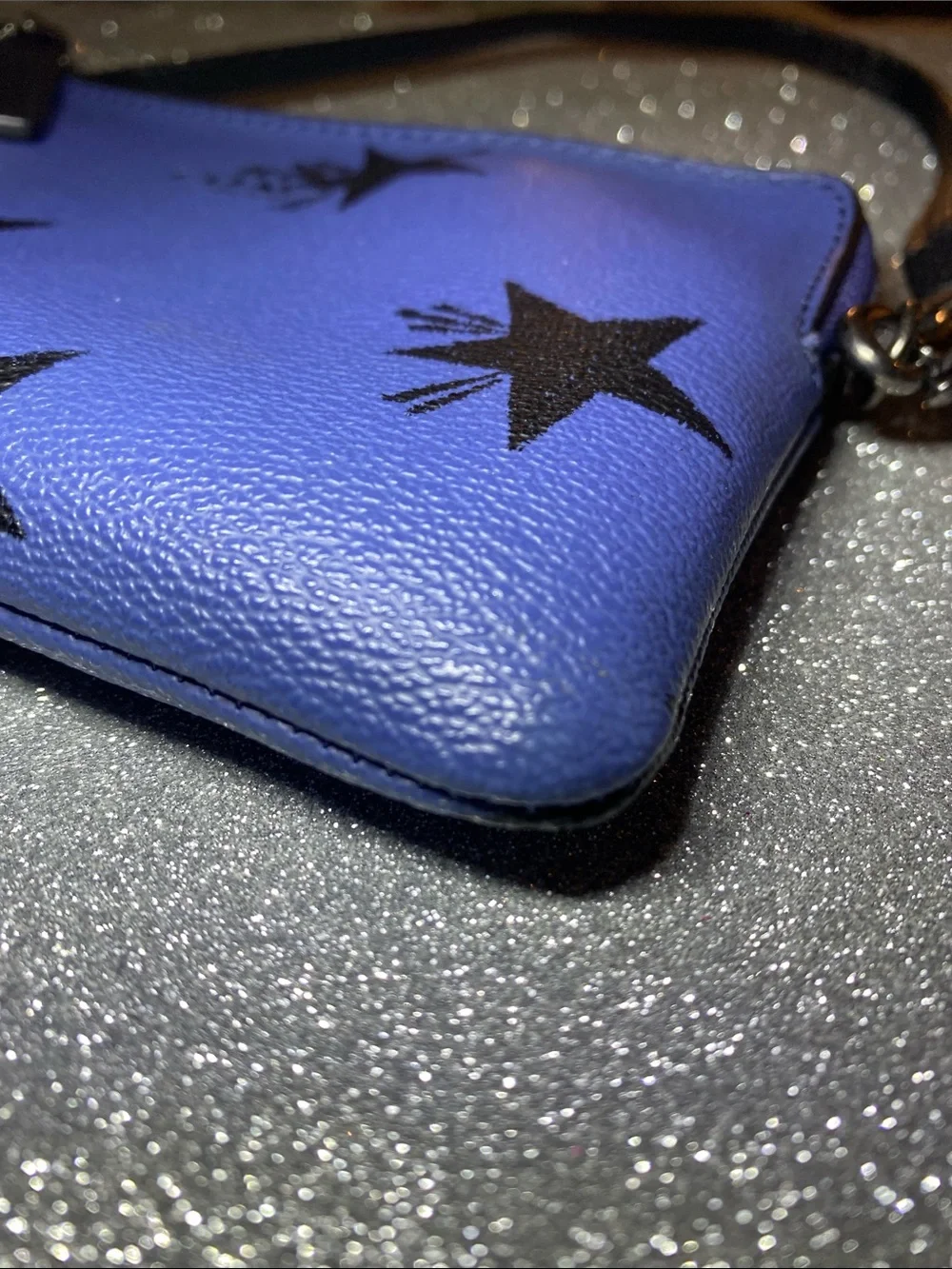 Coach Blue and Black Star Wristlet